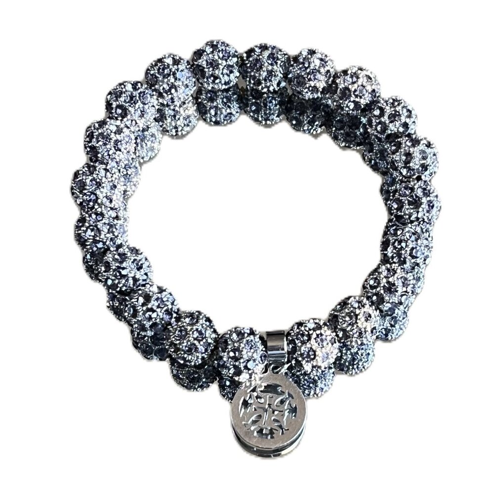 Rustic Cuff Metal Stainless Steel Shambala Beaded Stretch Bracelet